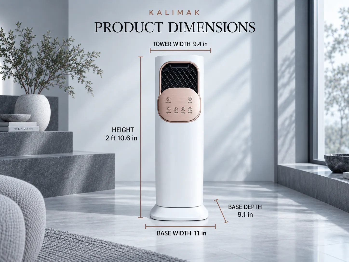 KALIMAK Personal Climate Tower product dimensions